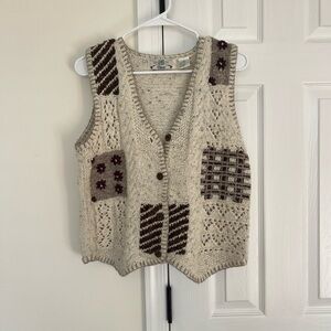 Vintage Orvis Knit Patchwork Vest, Womens Medium